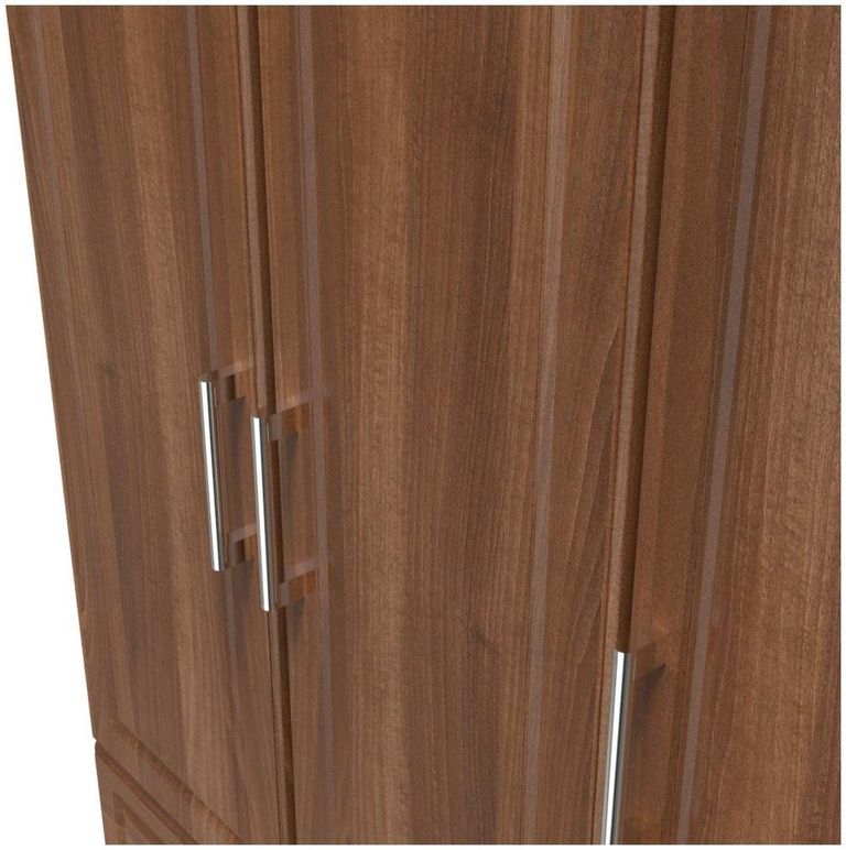 Gina Walnut Effect 3 Door Triple Wardrobe - LHF 2 Drawers