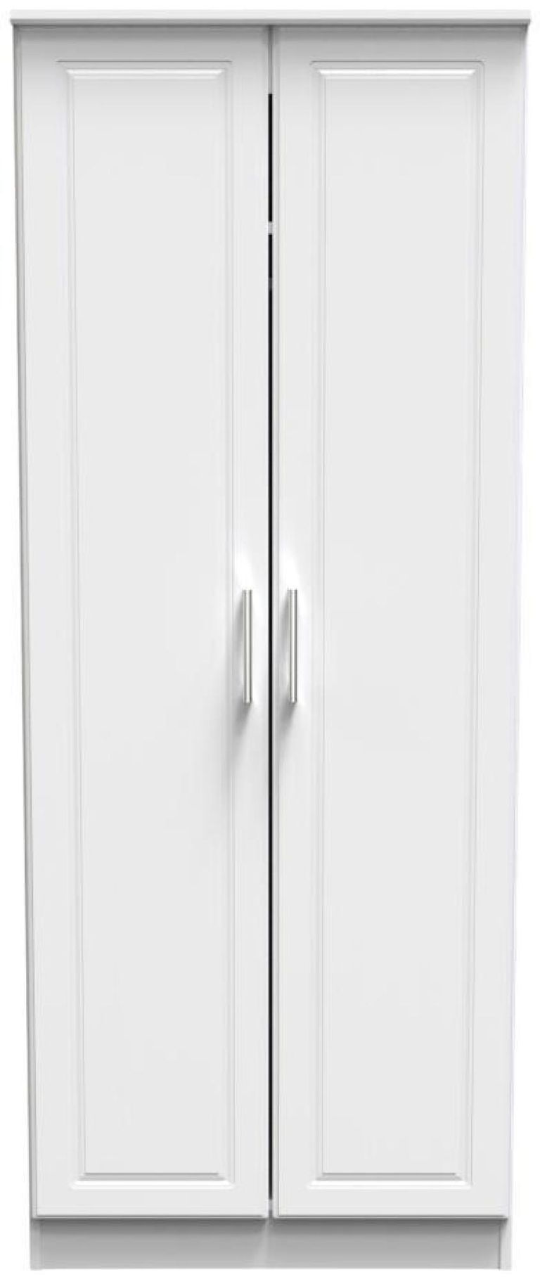 Gina White 2 Door Plain Tall Wardrobe