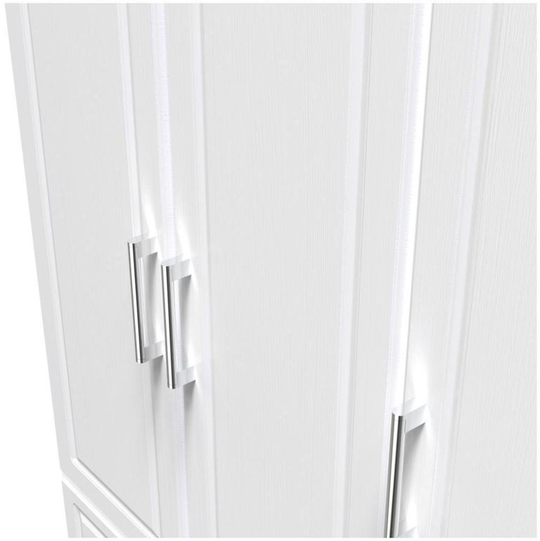 Gina White 3 Door Triple Wardrobe - LHF 2 Drawers