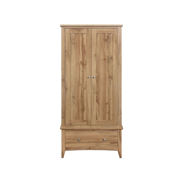 Hampstead Wardrobe - 2 Door - 1 Drawer - Rustic Oak 