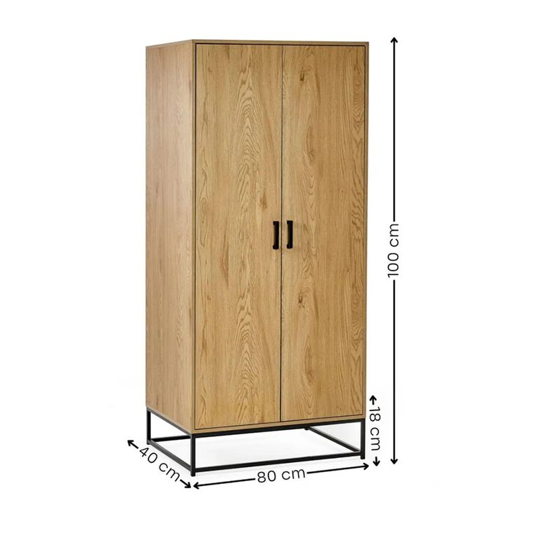 Harlow Light Oak Effect Wardrobe - 2 Door