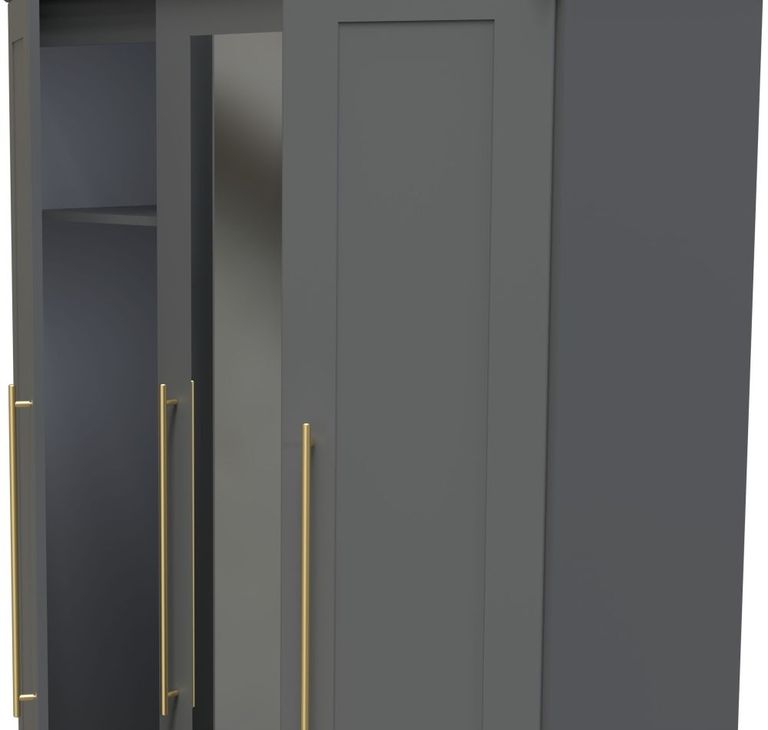 Haworth Grey 3 Door Tall Triple Wardrobe - 1 Mirror