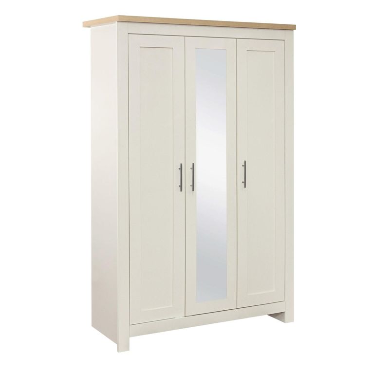 Highgate Mirror Wardrobe - 3 Door - Cream Painted