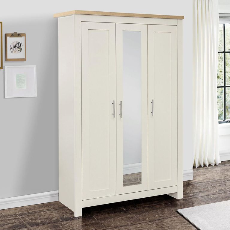 Highgate Mirror Wardrobe - 3 Door - Cream Painted