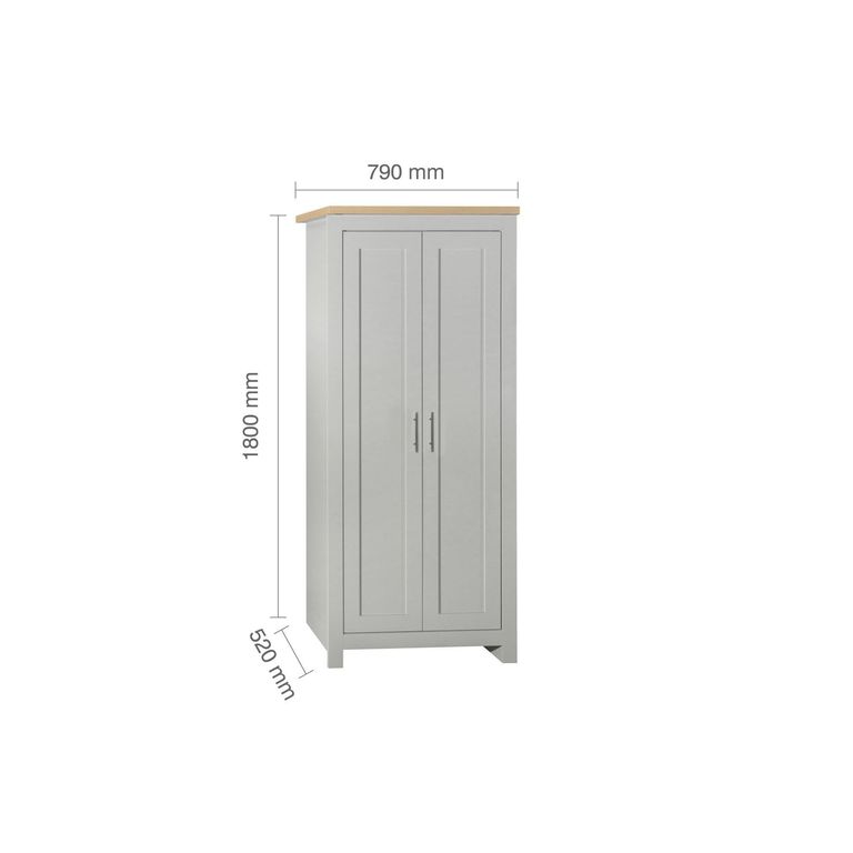 Highgate Wardrobe - 2 Door - Grey Painted