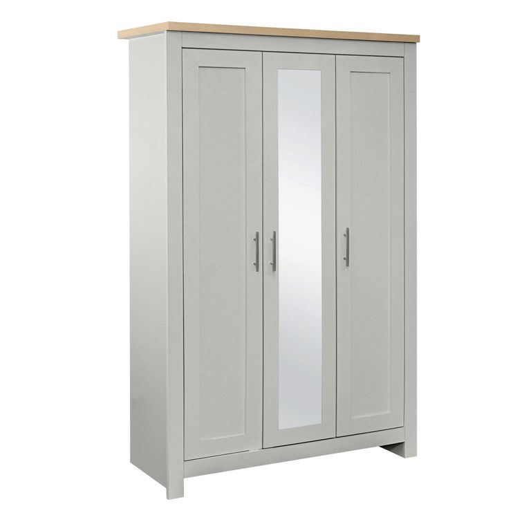 Highgate Mirror Wardrobe - 3 Door - Grey Painted