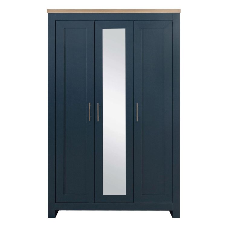 Highgate Mirror Wardrobe - 3 Door - Navy Blue Painted