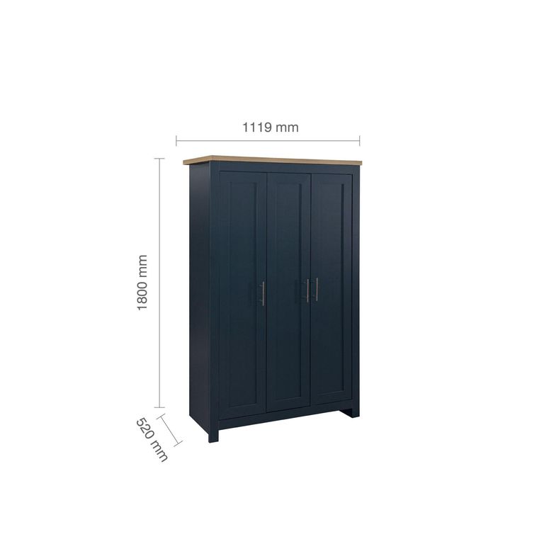 Highgate Wardrobe - 3 Door - Navy Blue Painted