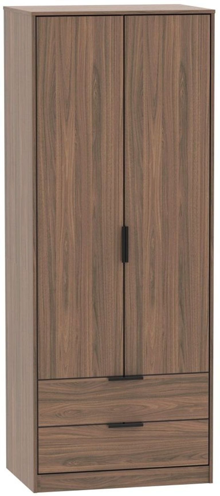 Hong Kong Walnut Effect 2 Door 2 Drawer Tall Wardrobe