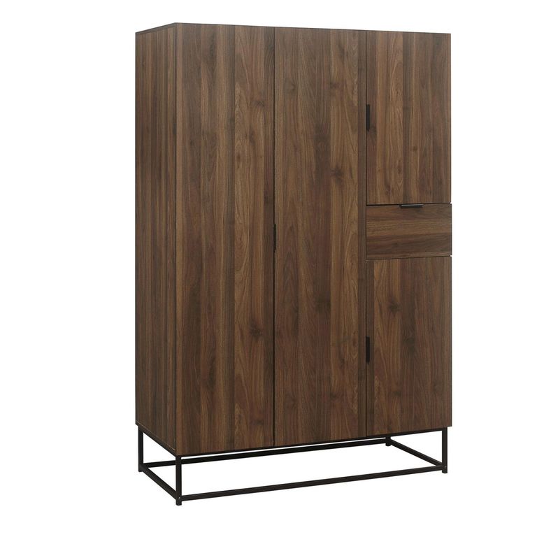 Houston Wardrobe - 4 Door 1 Drawer - Walnut