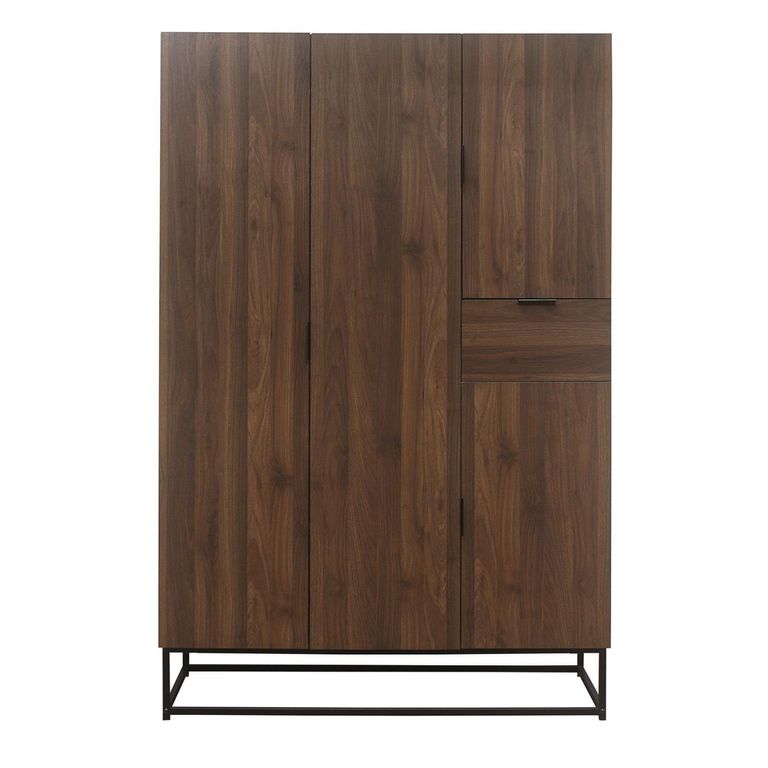 Houston Wardrobe - 4 Door 1 Drawer - Walnut