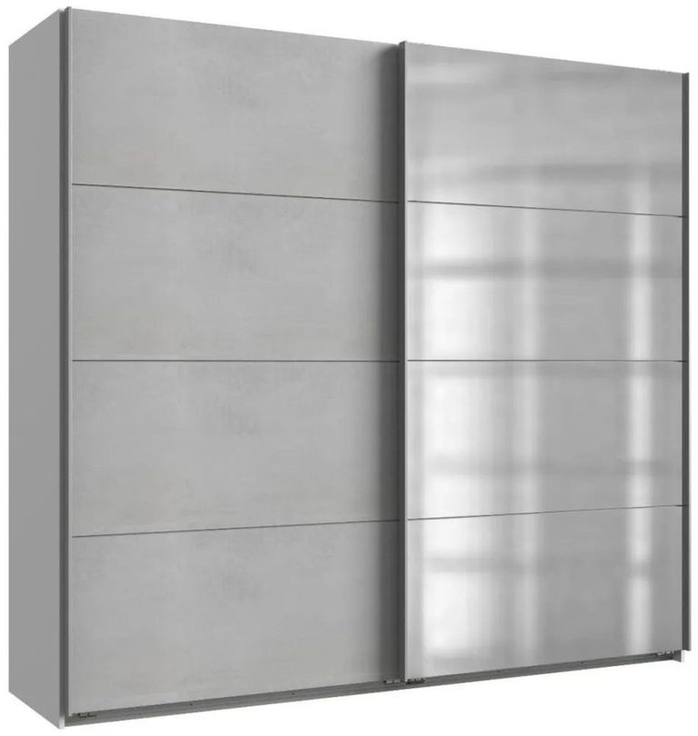 IN STOCK Ernie Concrete Grey 2 Door Sliding Wardrobe