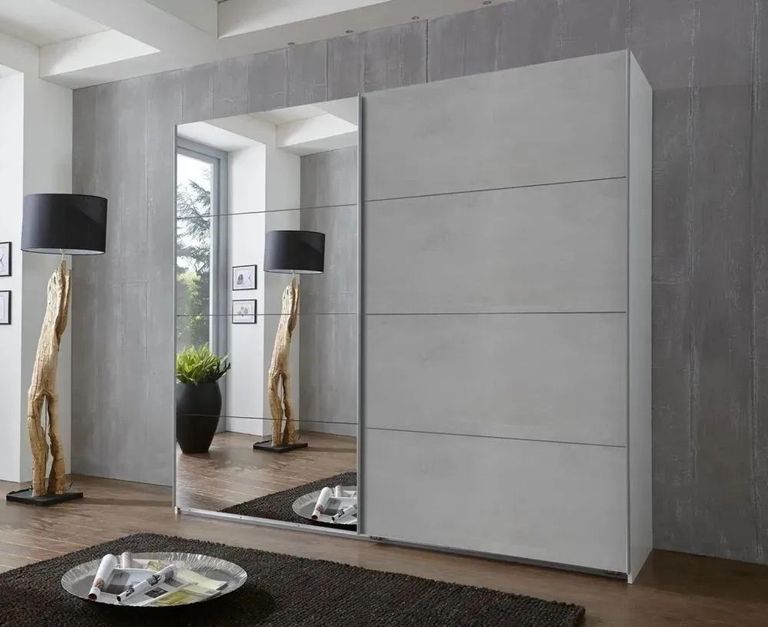 IN STOCK Ernie Concrete Grey 2 Door Sliding Wardrobe