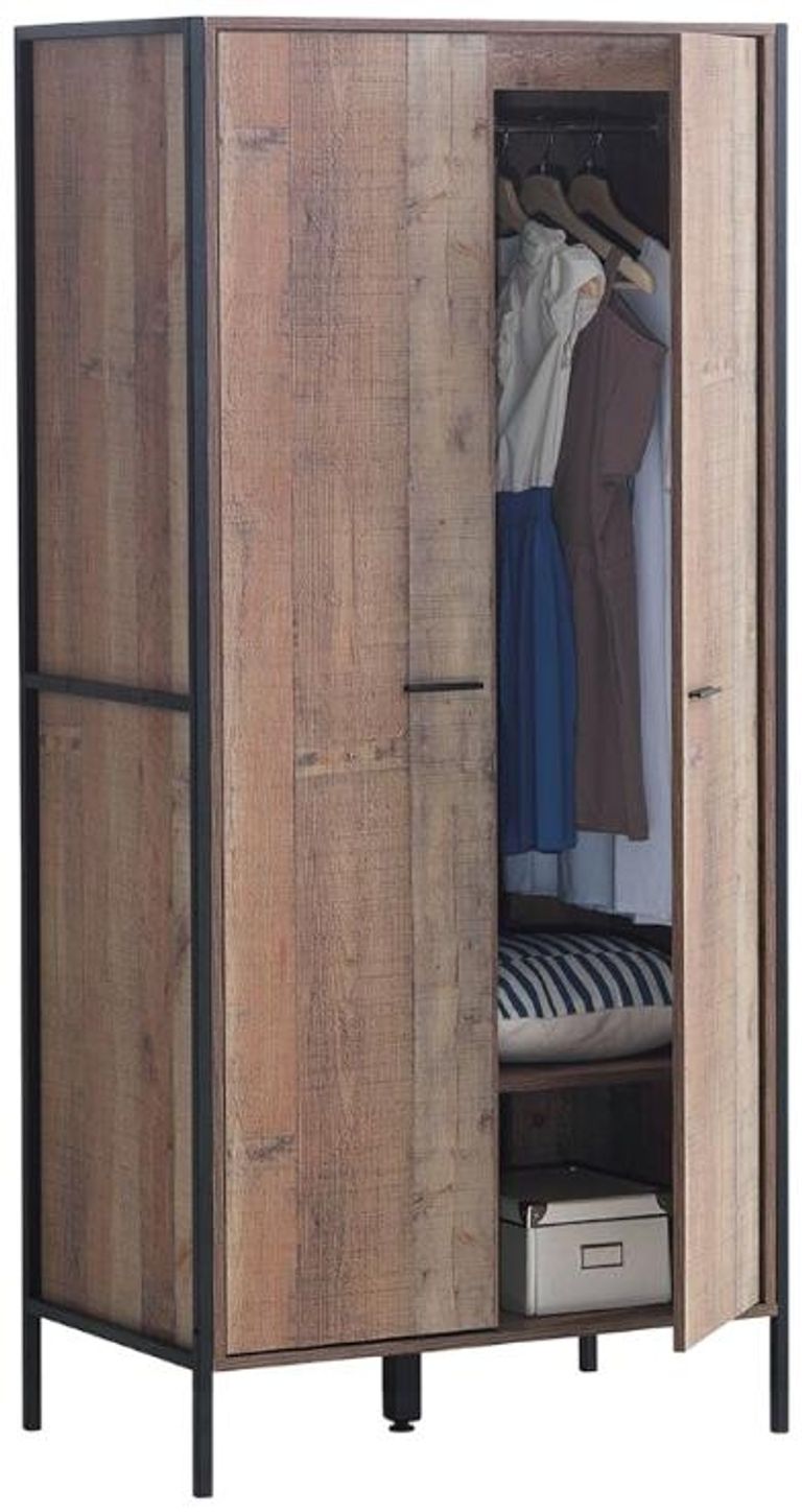 Industrial Rustic Oak Effect 2 Door Wardrobe