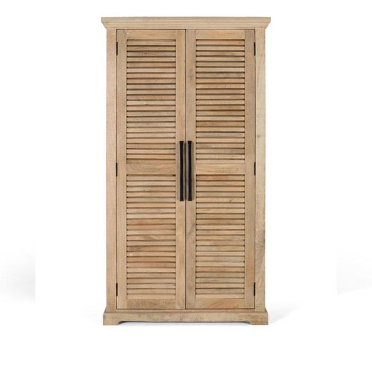 Jaylene Wardrobe - Mango Wood - Louvered - 2 Door