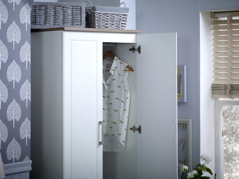 Kent White Ash and Oak 2 Door Plain Wardrobe