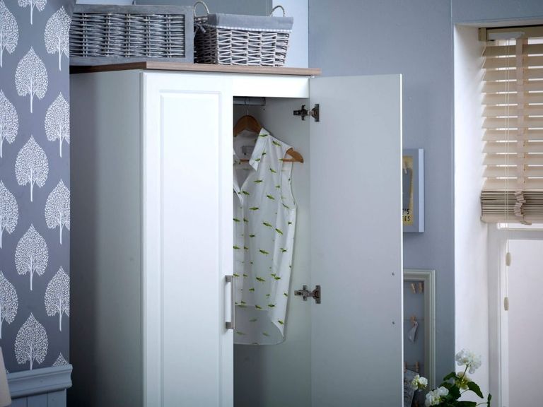 Kent White and Oak 2 Door 2 Drawer Tall Wardrobe