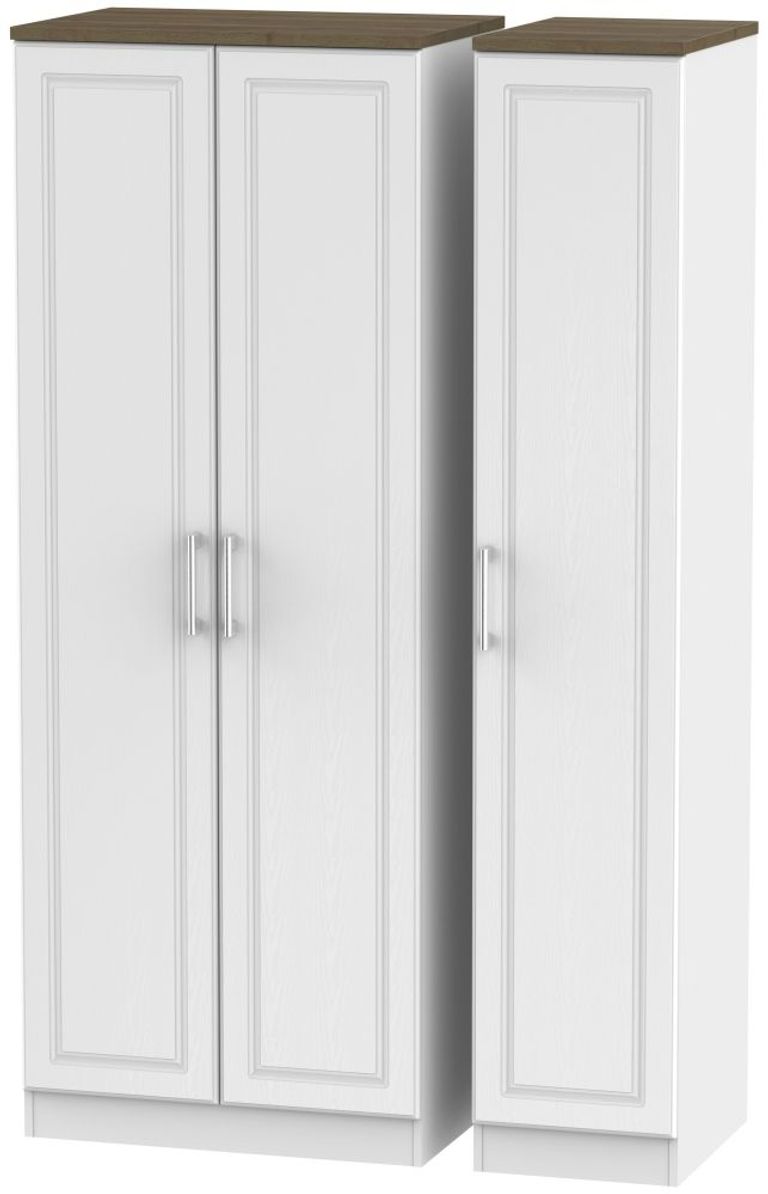 Kent White and Oak 3 Door Tall Triple Wardrobe