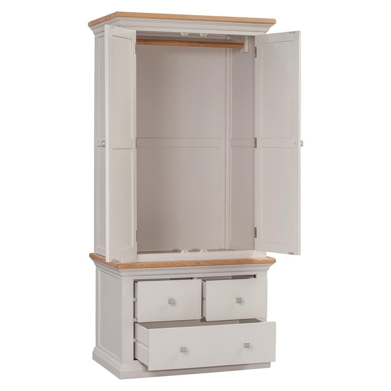 Cotswold Wardrobe - 2 Door - 3 Drawer - Oak and Painted