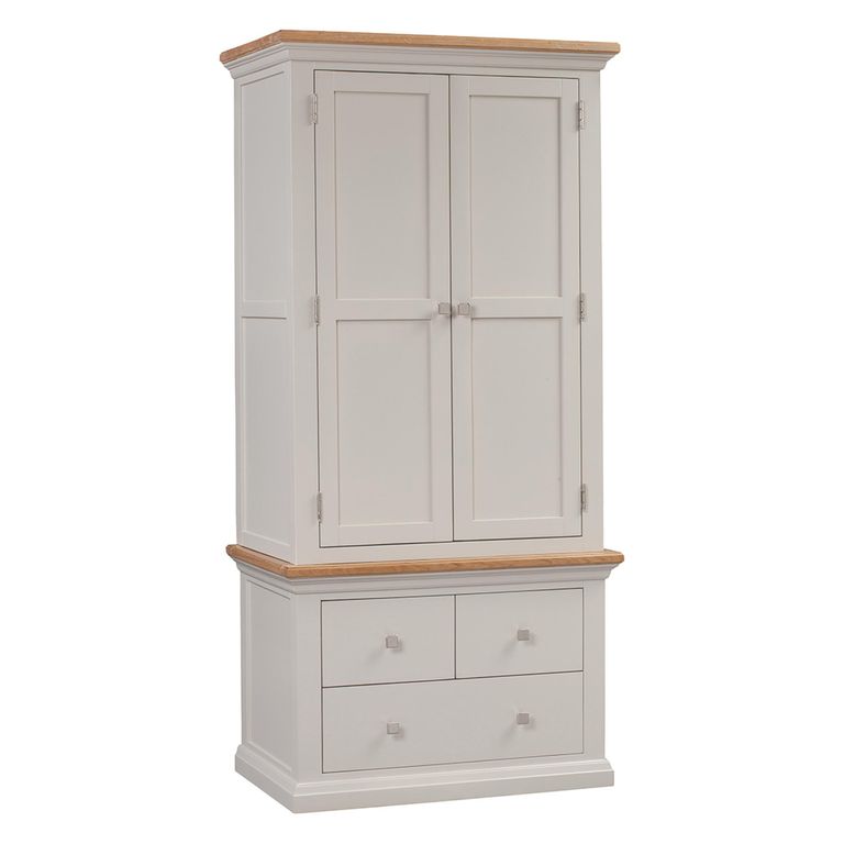 Cotswold Wardrobe - 2 Door - 3 Drawer - Oak and Painted