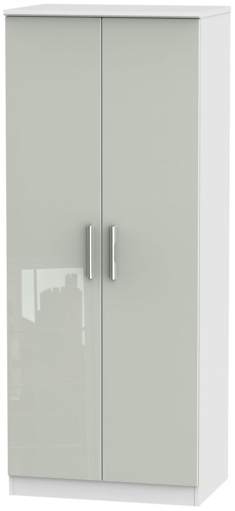 Knightsbridge Cashmere Gloss and White 2 Door Plain Wardrobe