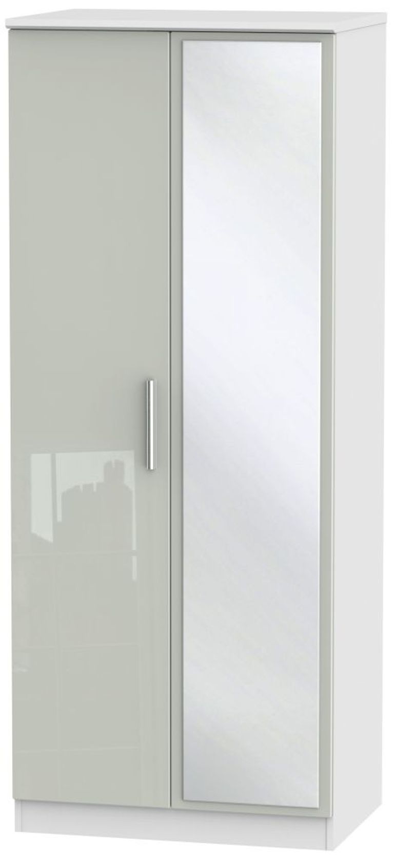 Knightsbridge Cashmere Gloss and White 2 Door Wardrobe - 1 Mirror