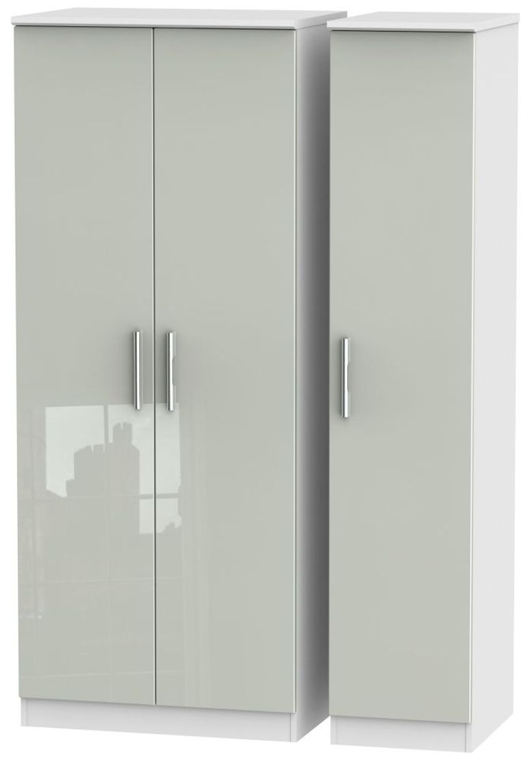Knightsbridge Cashmere Gloss and White 3 Door Triple Wardrobe