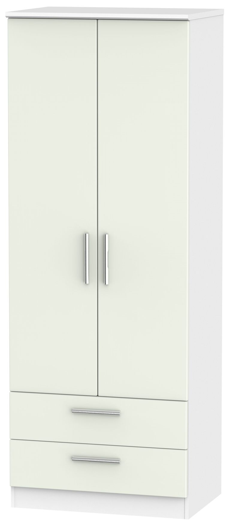 Knightsbridge Cashmere Matt and White 2 Door 2 Drawer Tall Wardrobe