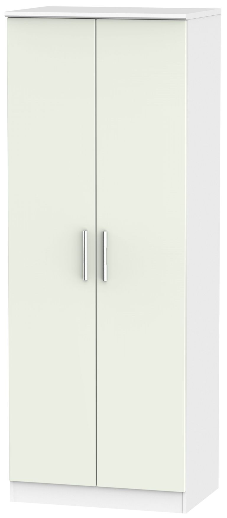 Knightsbridge Cashmere Matt and White 2 Door Plain Tall Wardrobe