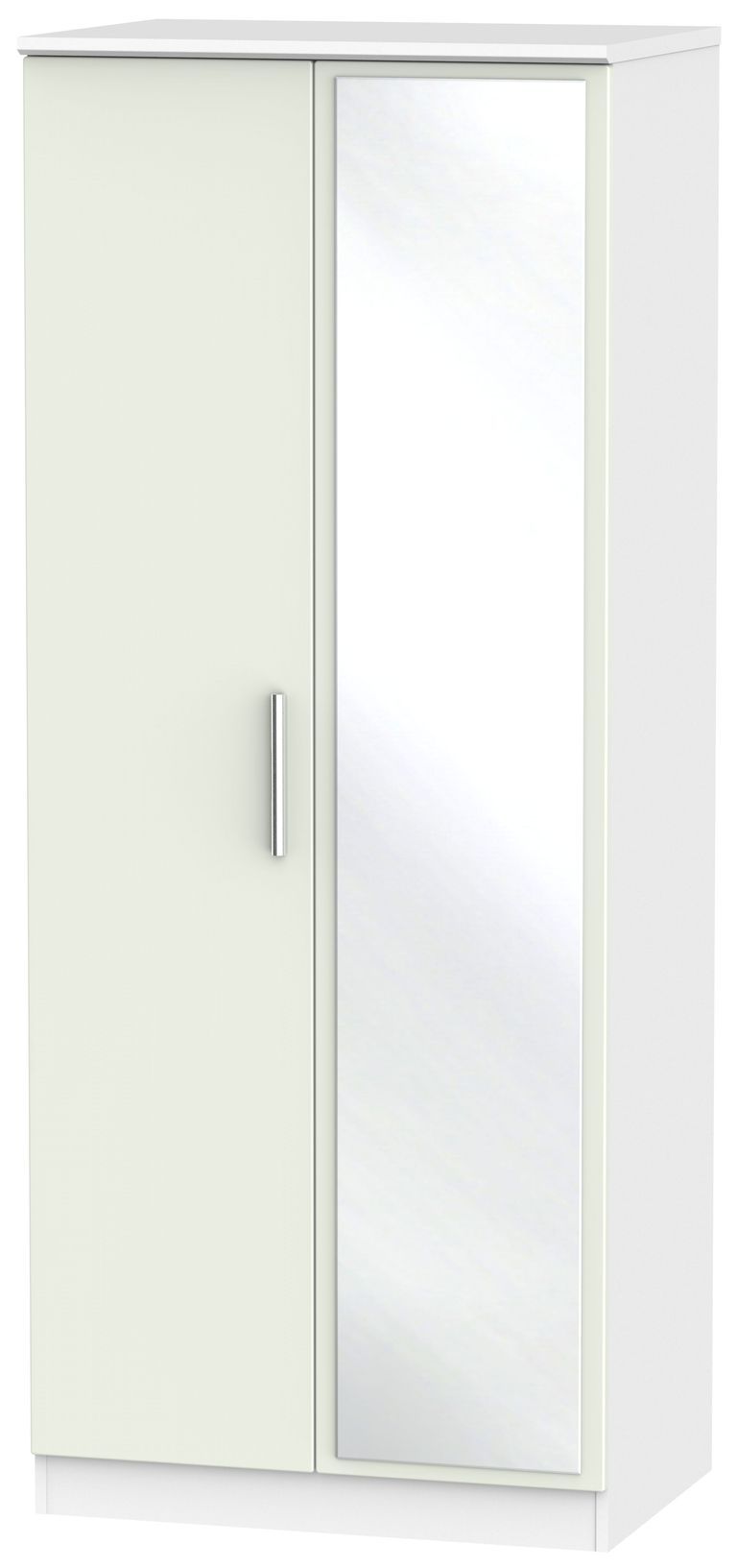 Knightsbridge Cashmere Matt and White 2 Door Wardrobe - 1 Mirror