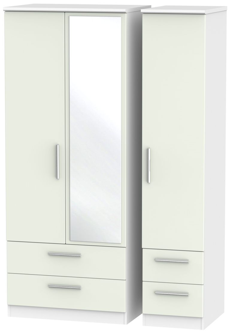 Knightsbridge Cashmere Matt and White 3 Door Combi Wardrobe - 1 Mirror