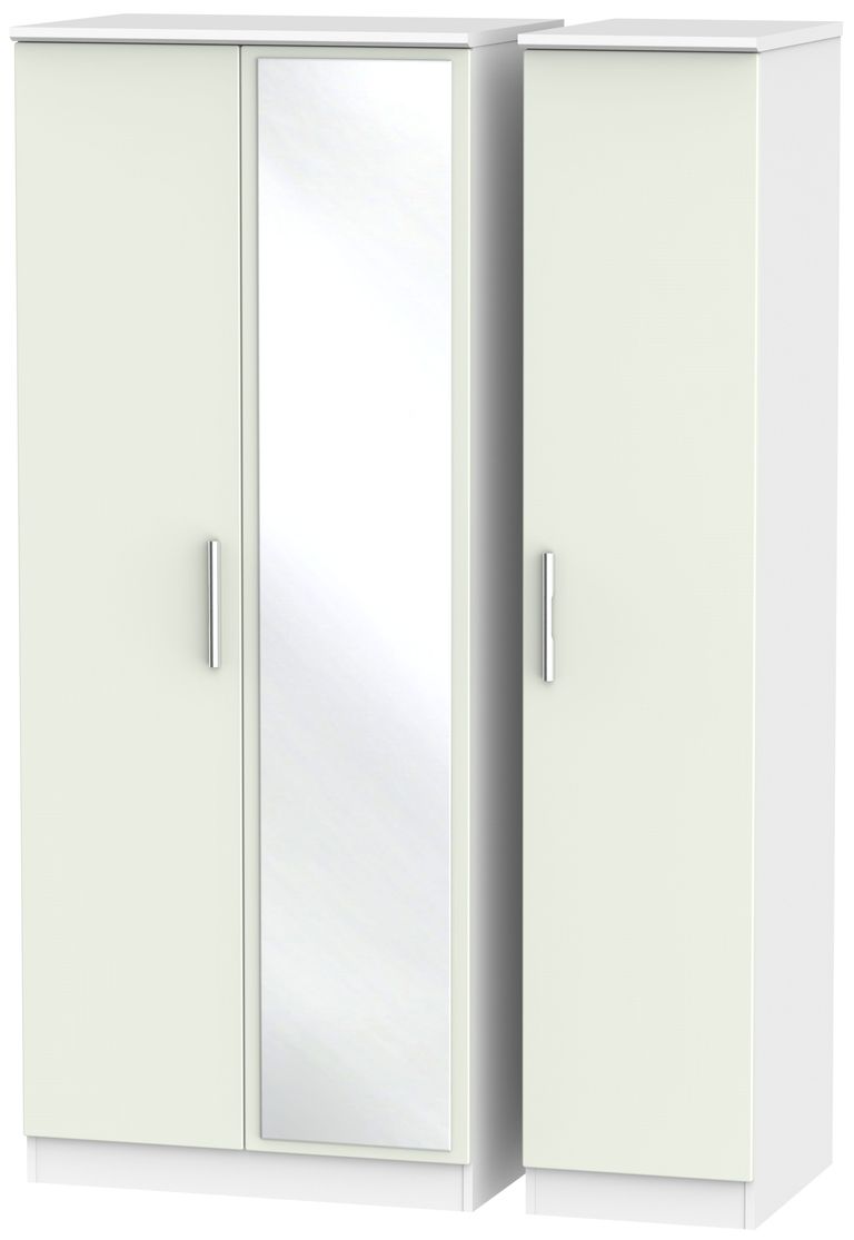 Knightsbridge Cashmere Matt and White 3 Door Triple Wardrobe - 1 Mirror