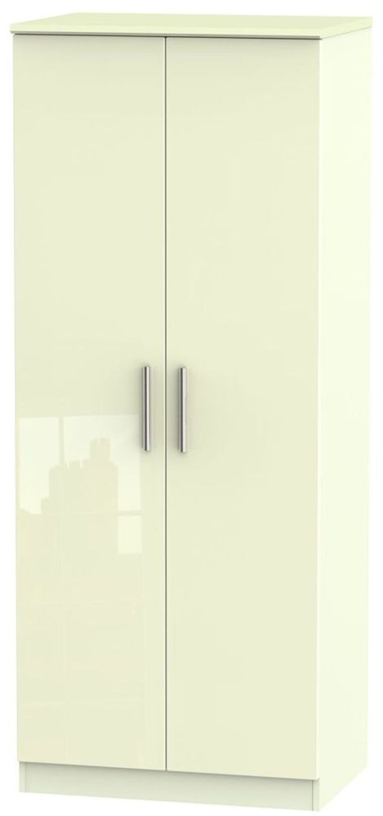 Knightsbridge Plain Wardrobe - 2 Door - Cream Gloss