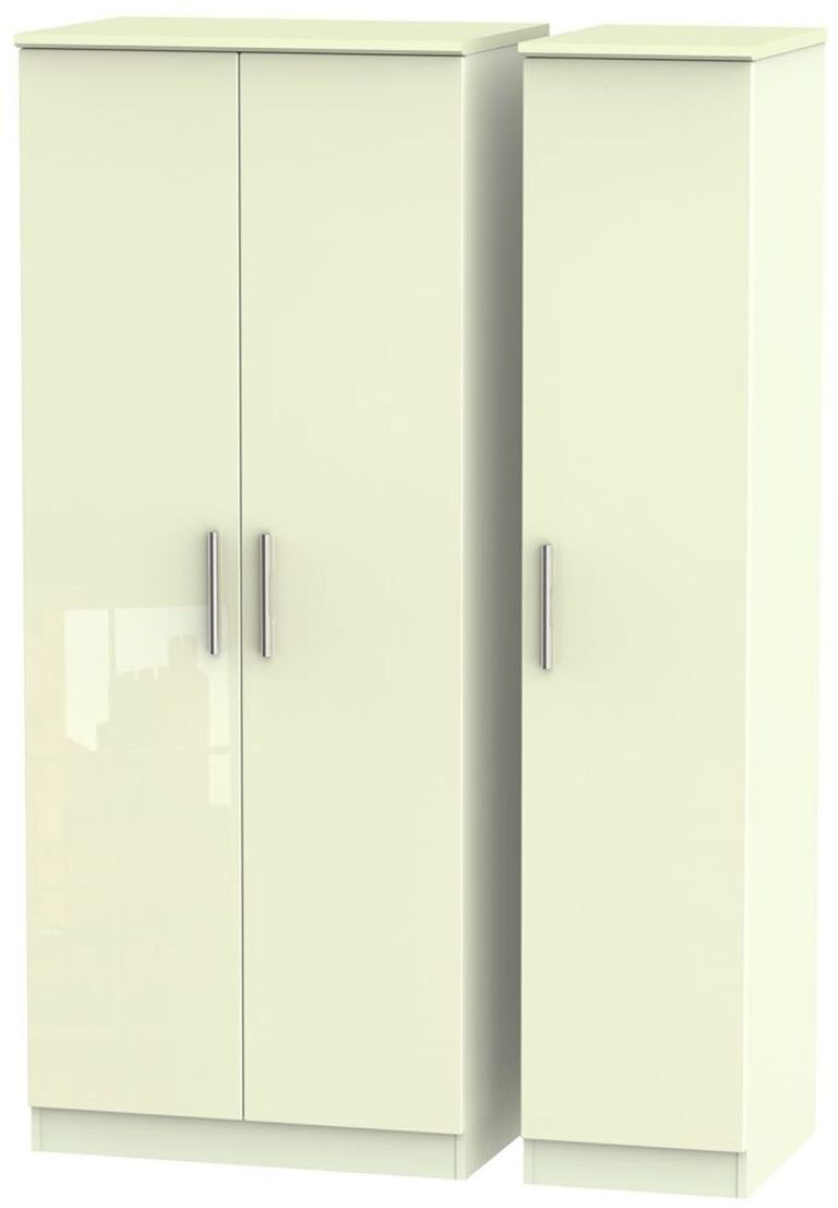Knightsbridge Wardrobe - 3 Door - Triple - Cream Gloss
