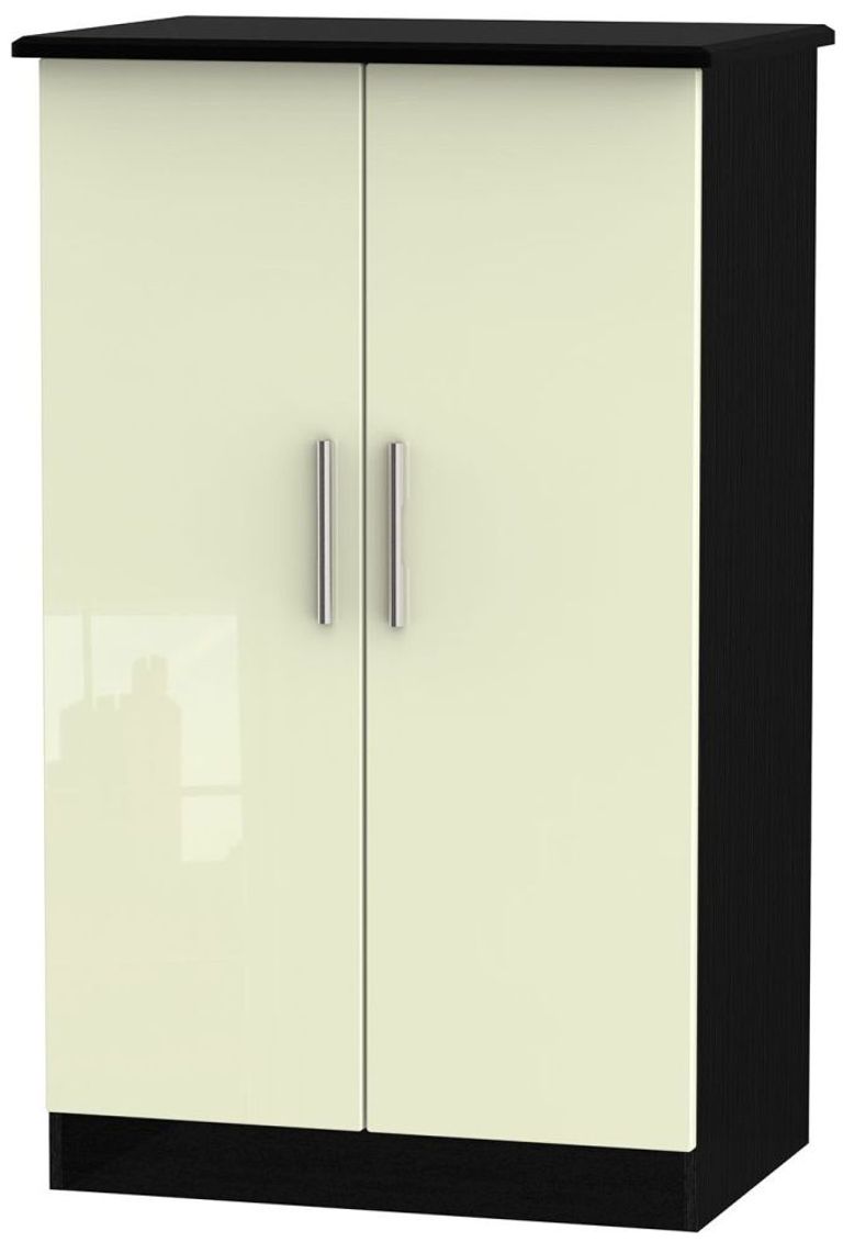 Knightsbridge Cream Gloss and Black Midi Wardrobe