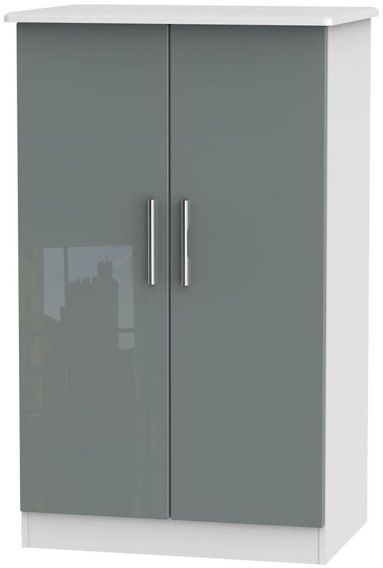 Knightsbridge Grey Gloss and White Midi Wardrobe