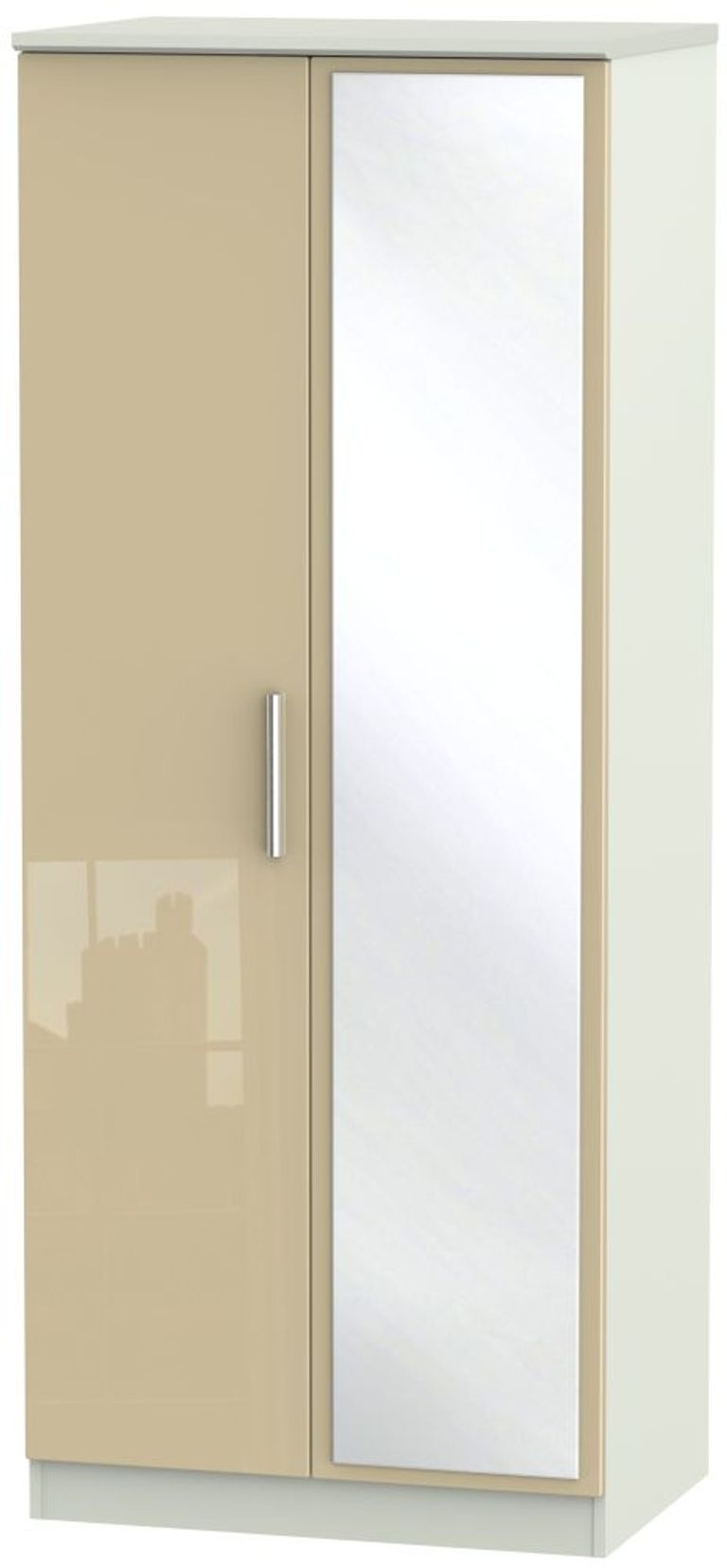 Knightsbridge Mushroom and Cashmere Matt 2 Door Wardrobe - 1 Mirror