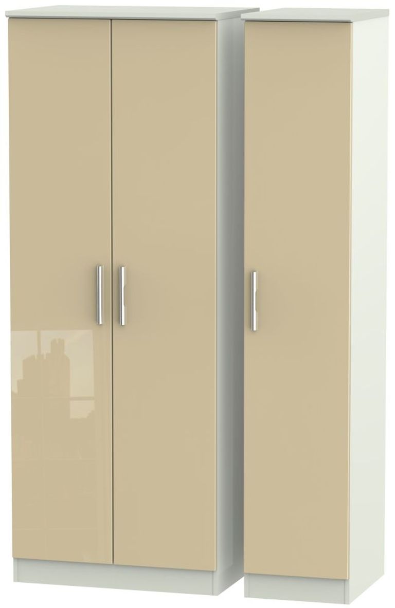 Knightsbridge Mushroom and Cashmere Matt 3 Door Tall Triple Wardrobe