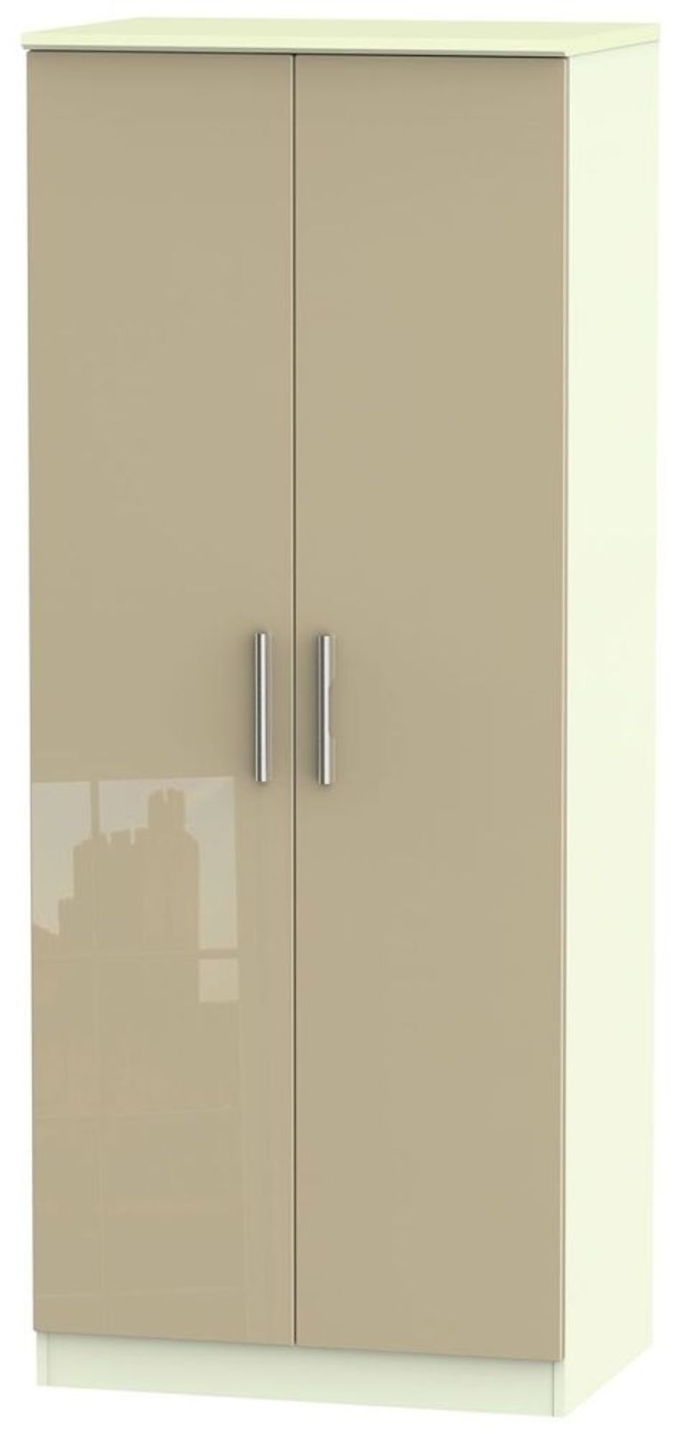 Knightsbridge Mushroom and Cream 2 Door Plain Wardrobe