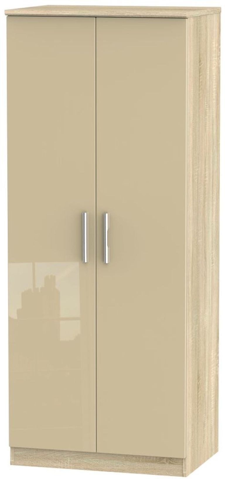 Knightsbridge Mushroom and Oak Effect 2 Door Plain Wardrobe