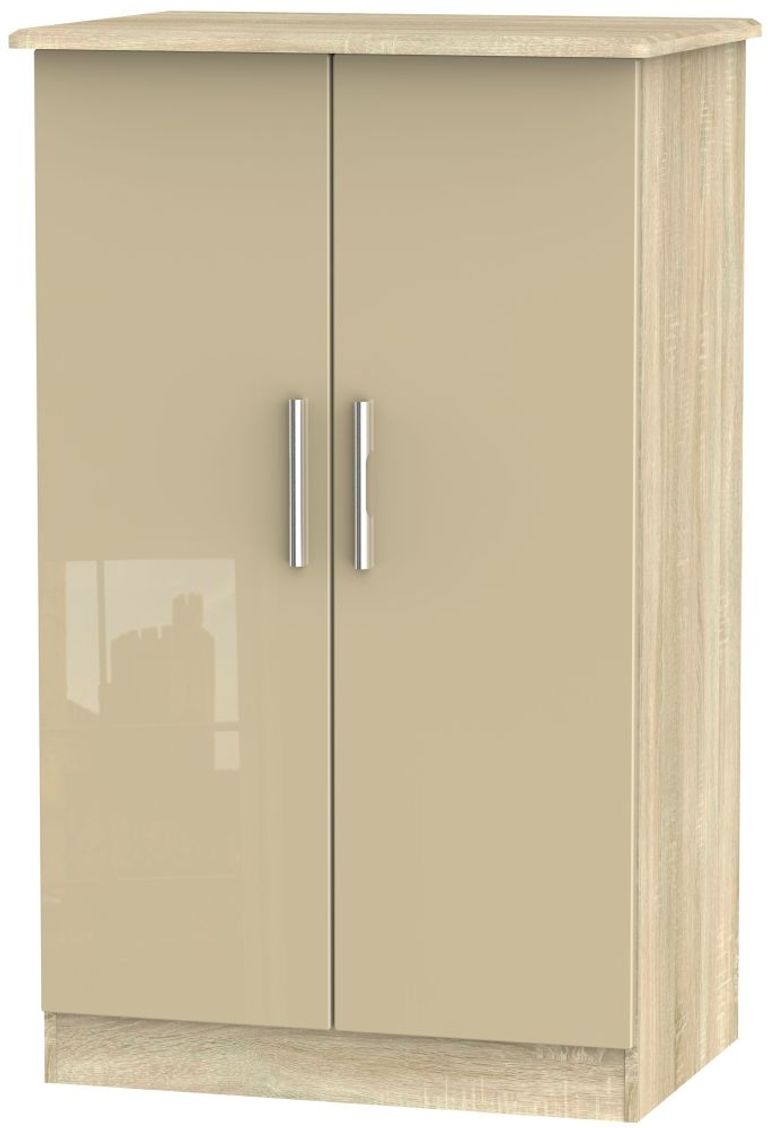 Knightsbridge Mushroom and Oak Effect Midi Wardrobe