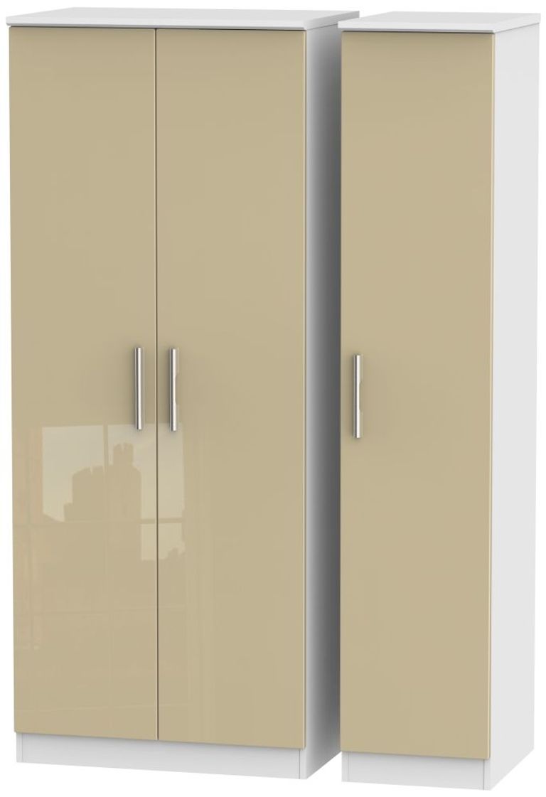 Knightsbridge Mushroom and White 3 Door Triple Wardrobe