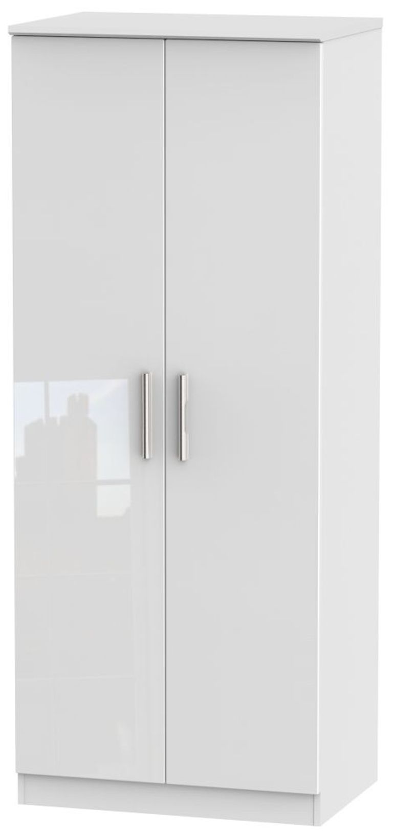 Knightsbridge White Gloss 2 Door Plain Wardrobe
