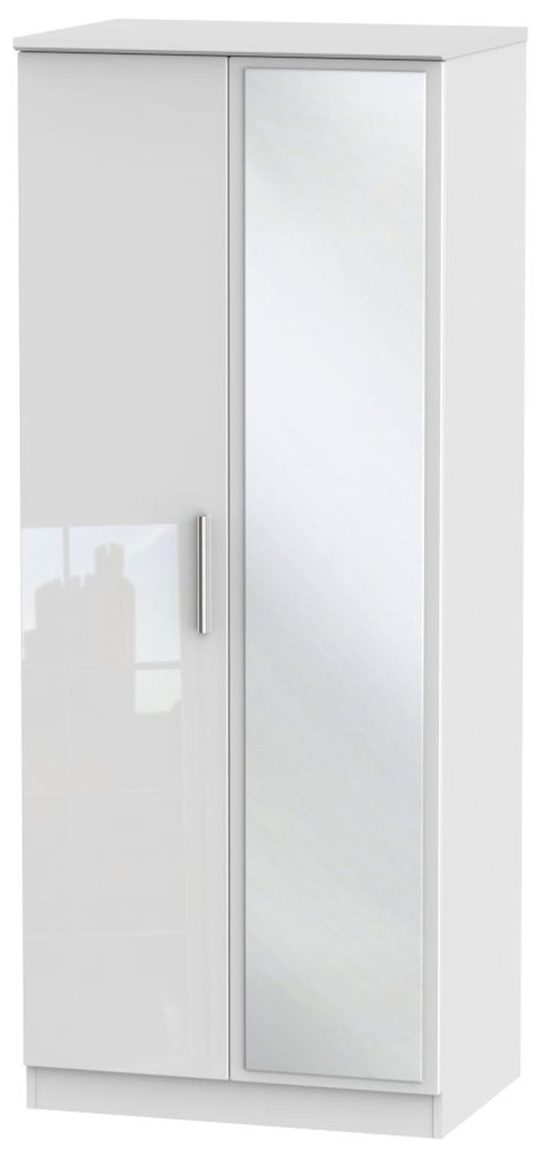 Knightsbridge White Gloss 2 Door Wardrobe - 1 Mirror