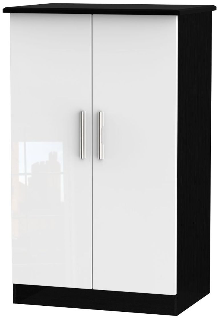 Knightsbridge White Gloss and Black Midi Wardrobe