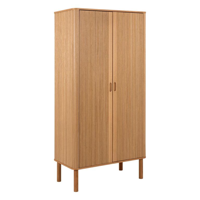 Langley Wardrobe - 2 Door - Fluted - Oak