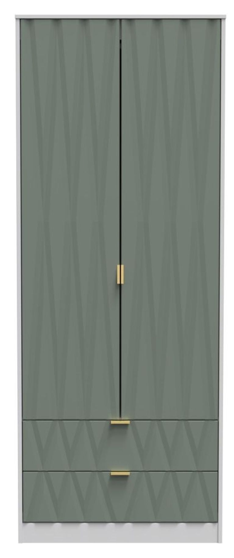 Las Vegas White and Green 2 Door 2 Drawer Tall Wardrobe