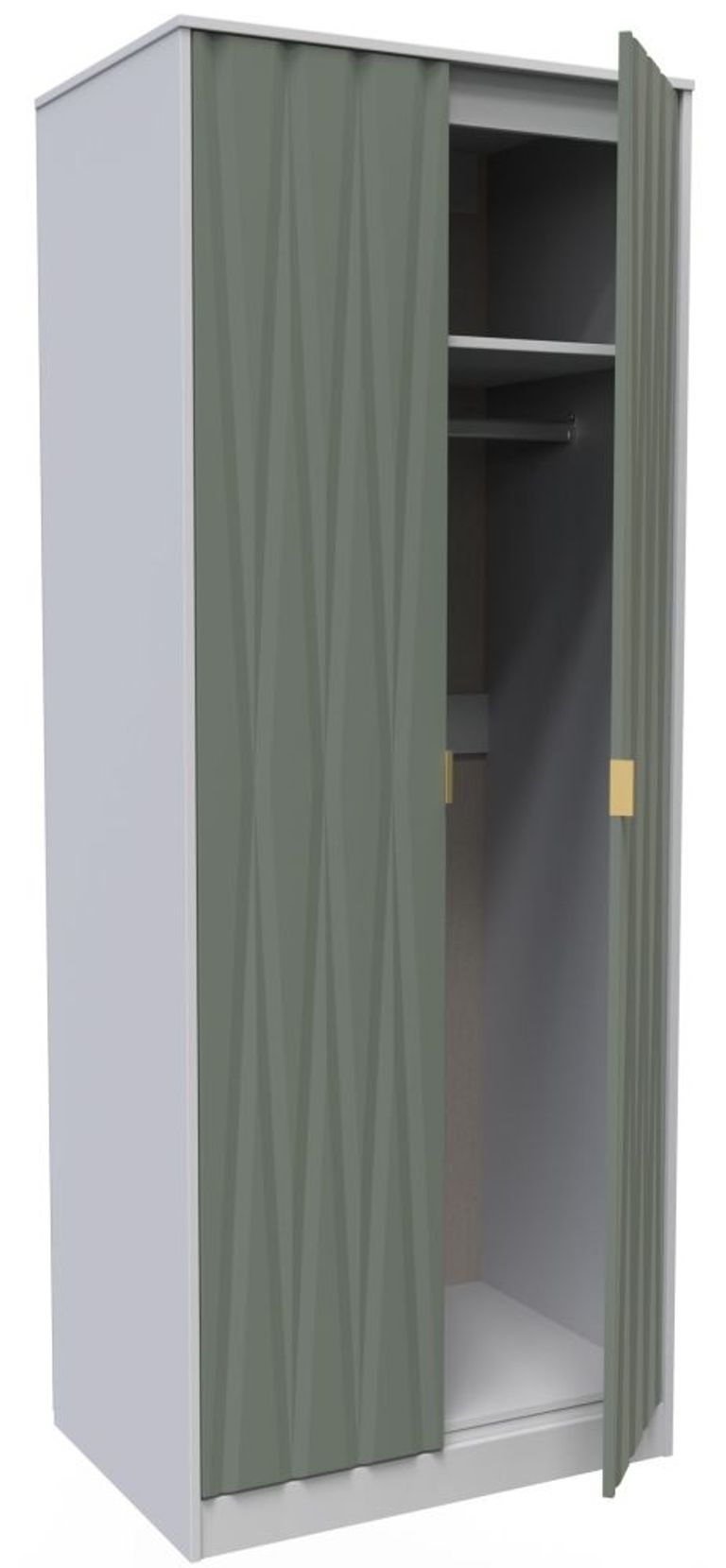 Las Vegas White and Green 2 Door Plain Tall Wardrobe