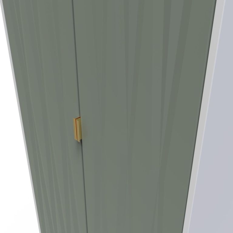 Las Vegas White and Green 2 Door Plain Tall Wardrobe