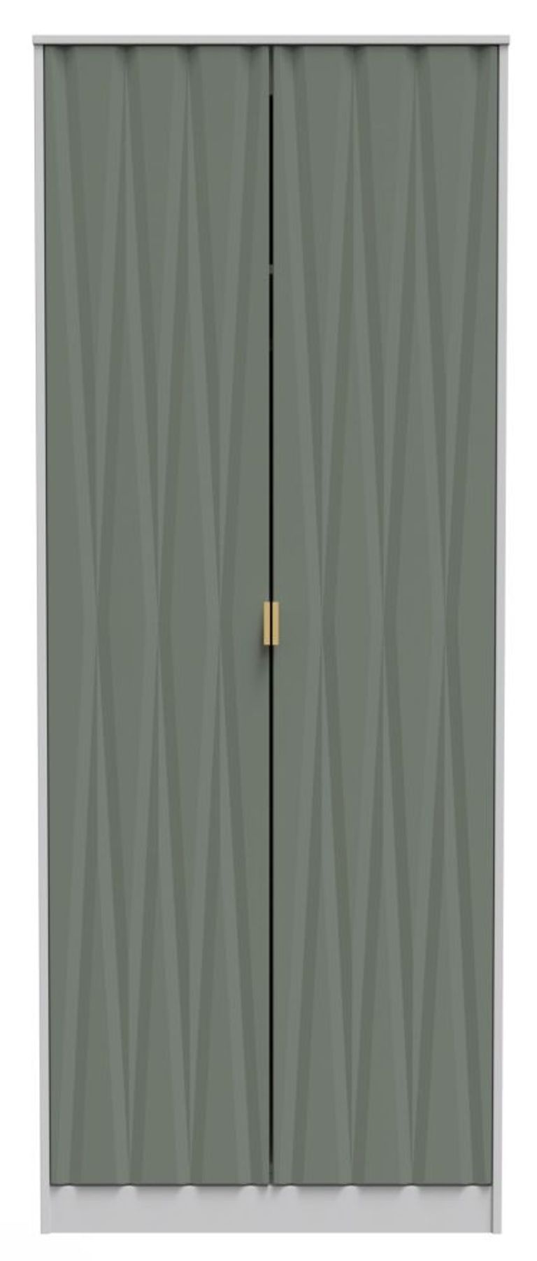 Las Vegas White and Green 2 Door Plain Tall Wardrobe